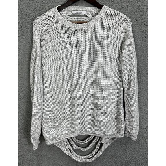 Harper Lane Sweater Womens Small‎ Gray Pullover Distressed Cutout Back Grunge - Picture 1 of 6